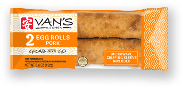 Grab And Go Egg Rolls Pork Microwavable Egg Rolls Van S Kitchen   Product Pork 2 Count 600x290 